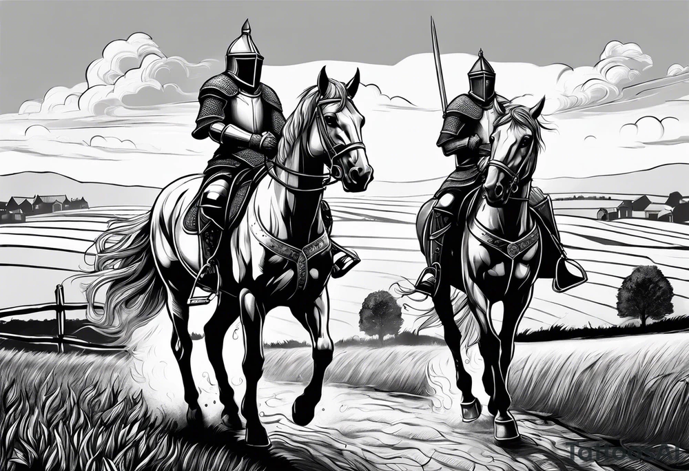 a knight living on a farm with horses in the netherlands tattoo idea