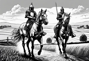 a knight living on a farm with horses in the netherlands tattoo idea