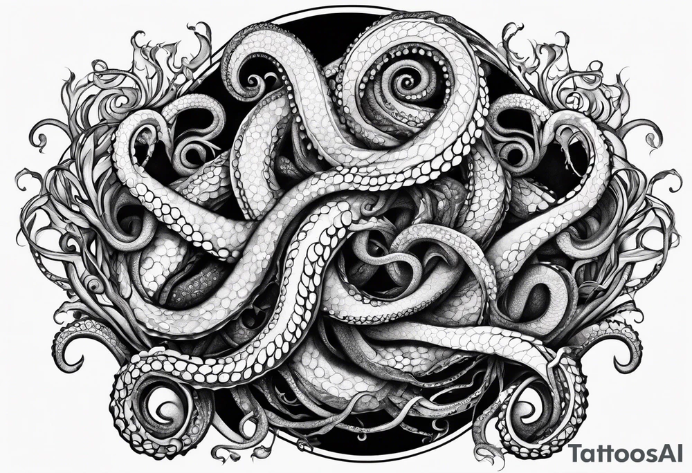 natural real entwined tentacles tattoo idea