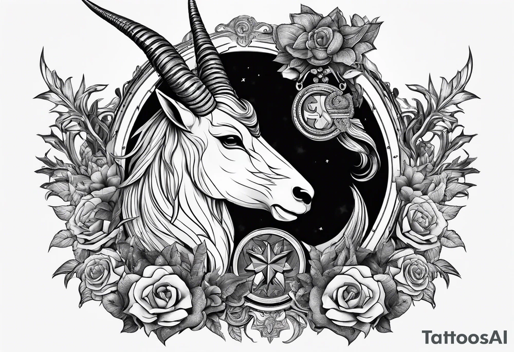 capricorn with sunglasses and gun tattoo idea
