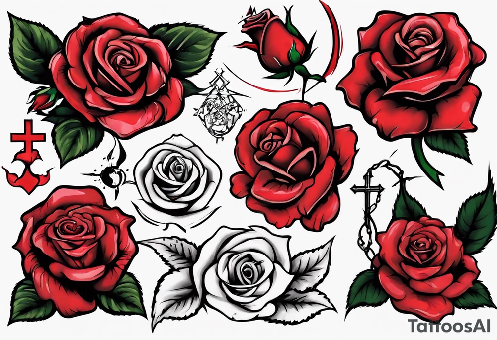 a rose full of Christian faith aspects, bleeding tattoo idea