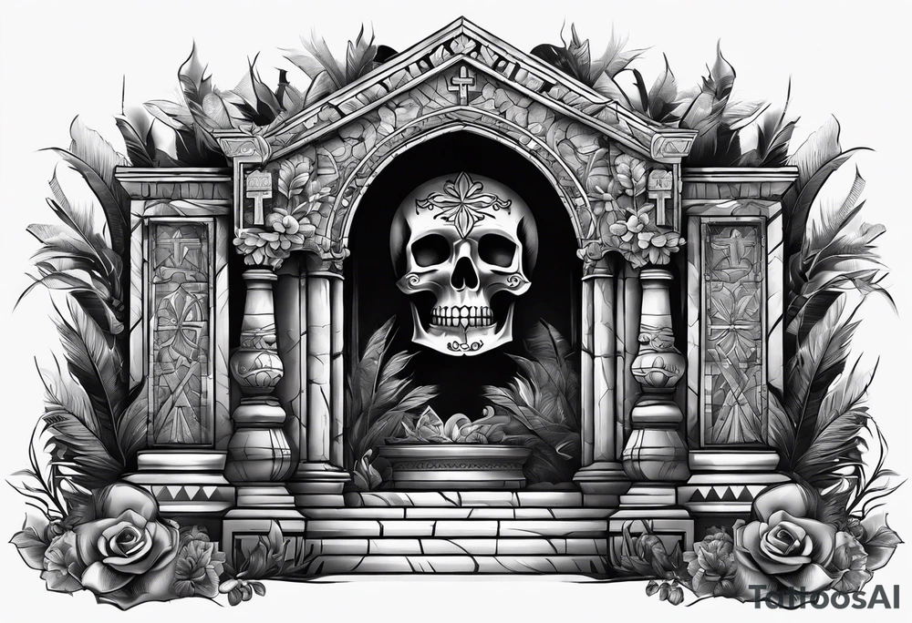 Tomb with cross tattoo idea