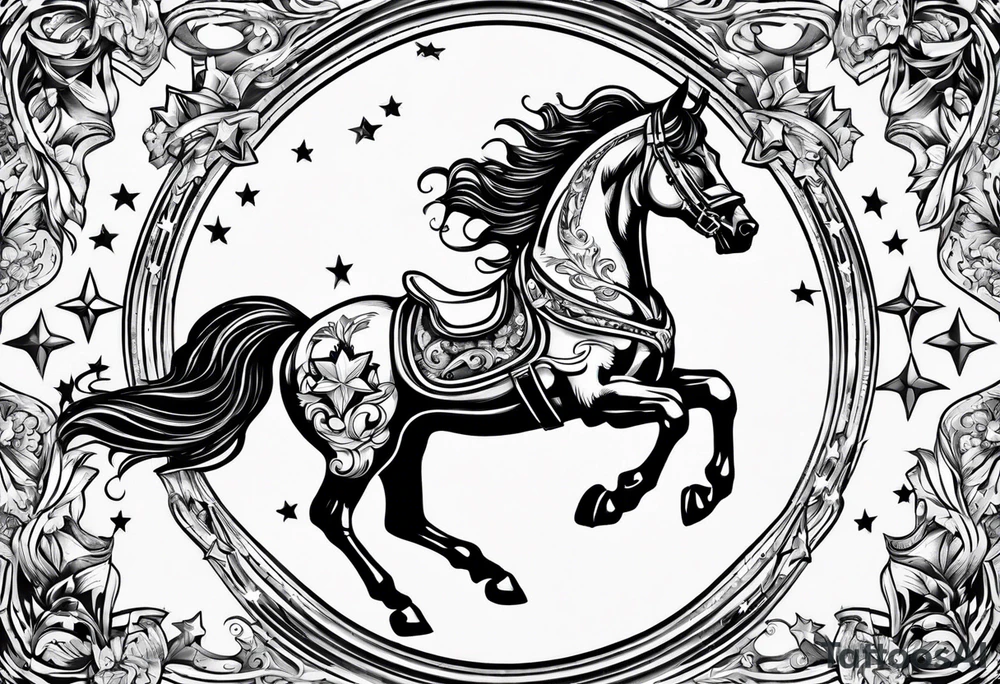 horseshoe with shooting stars tattoo idea