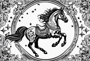 horseshoe with shooting stars tattoo idea