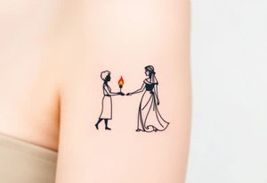 Silhouette of grandmother, mother and daughter passing a flame tattoo idea