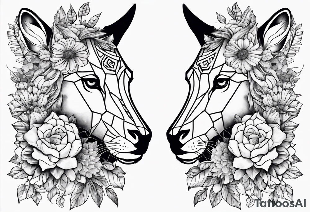 gemini flowers animals tattoo idea