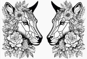 gemini flowers animals tattoo idea