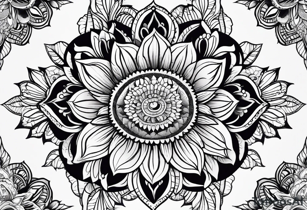 Mandala sun flower tattoo idea
