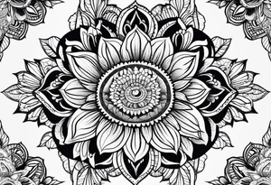 Mandala sun flower tattoo idea