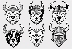 Pitbull with a viking helmet tattoo idea