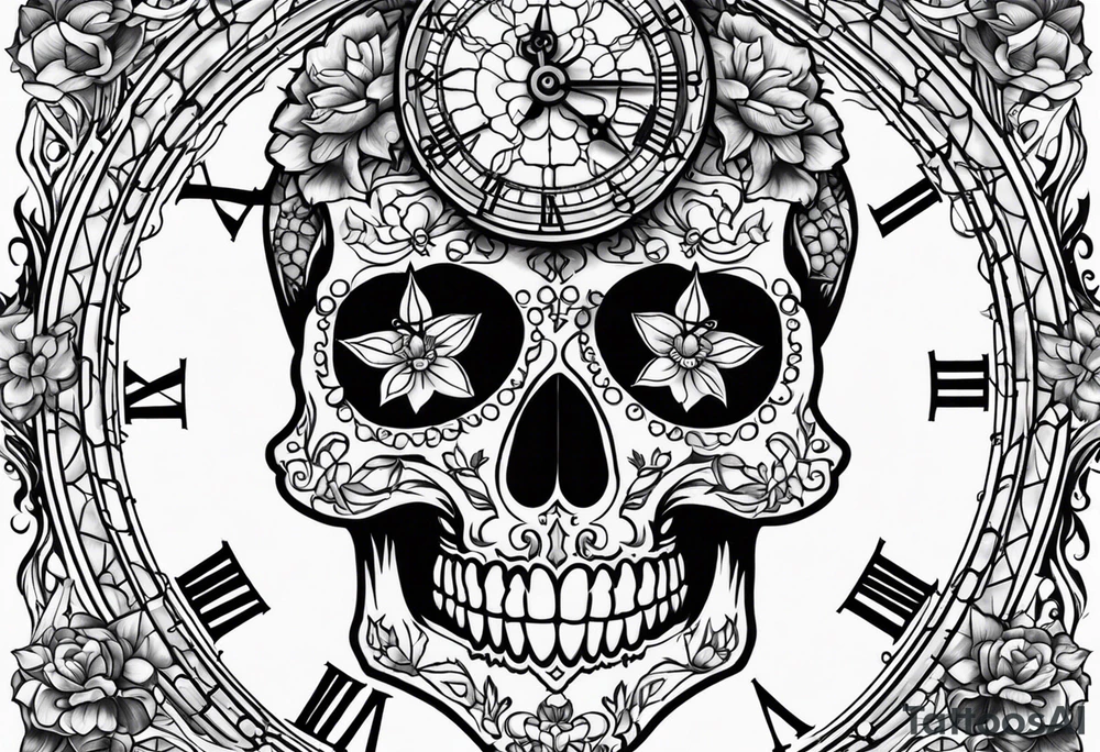 Grateful dead skull clock tattoo idea