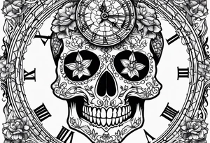Grateful dead skull clock tattoo idea