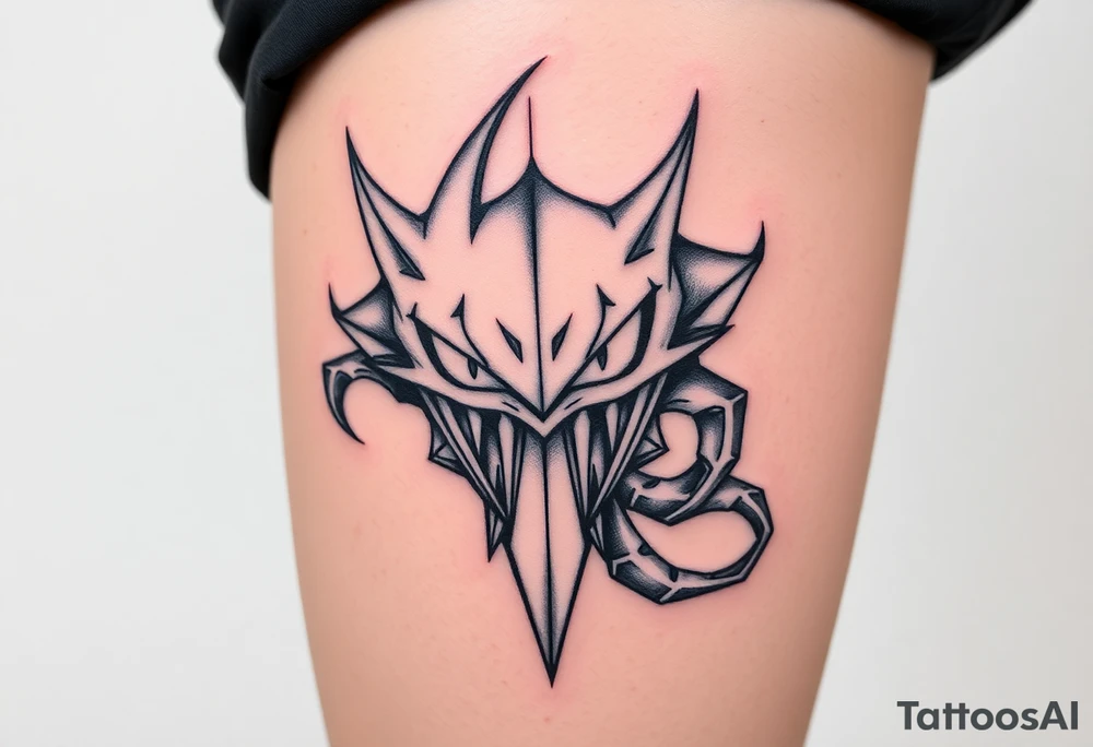 GENGAR FROM POKÉMON AND VENOM FROM MARVEL FUSION tattoo idea