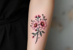 Wildflowers and azaleas clustered together tattoo idea