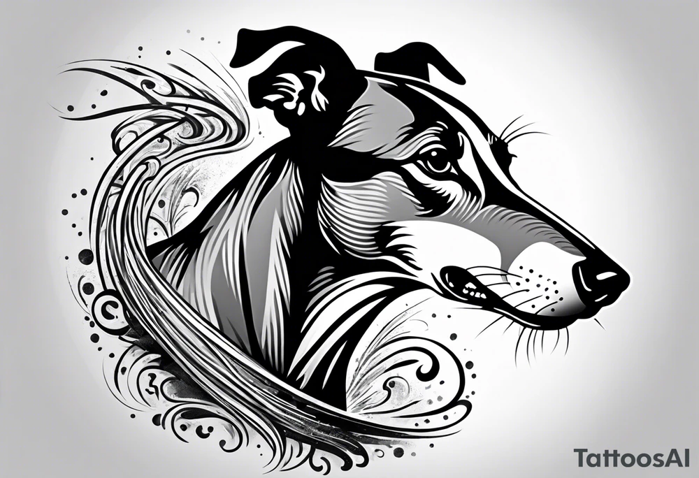 realistic Running greyhound racing tattoo idea