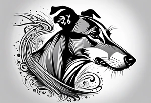 realistic Running greyhound racing tattoo idea