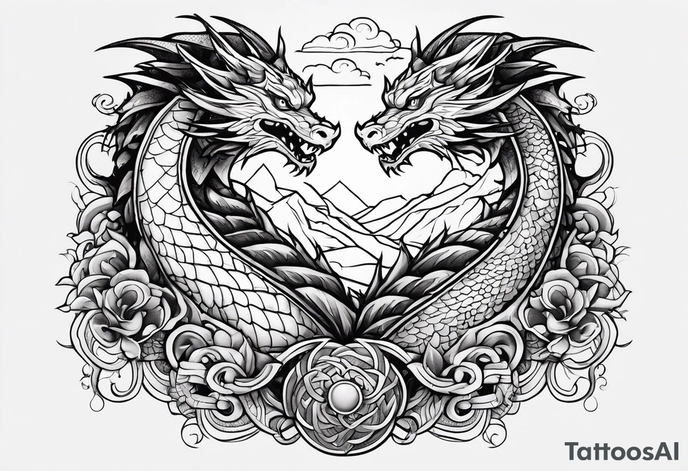 CUTE roaring dragons tattoo idea