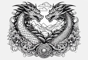 CUTE roaring dragons tattoo idea