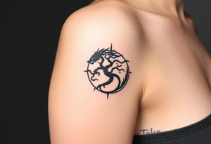yin yang dragon tree of life tattoo idea