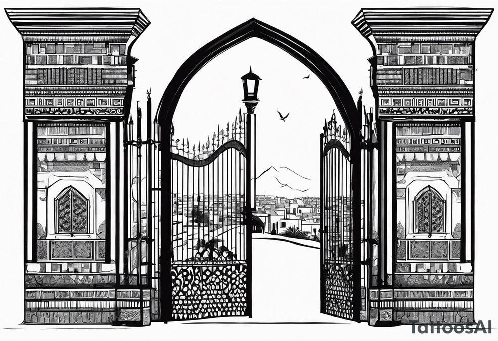 israel town gate vector tattoo idea