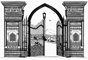 israel town gate vector tattoo idea