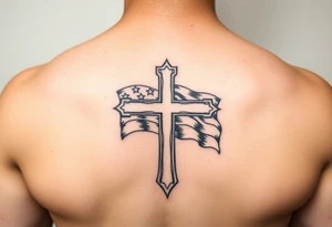 Cross with flag tattoo idea