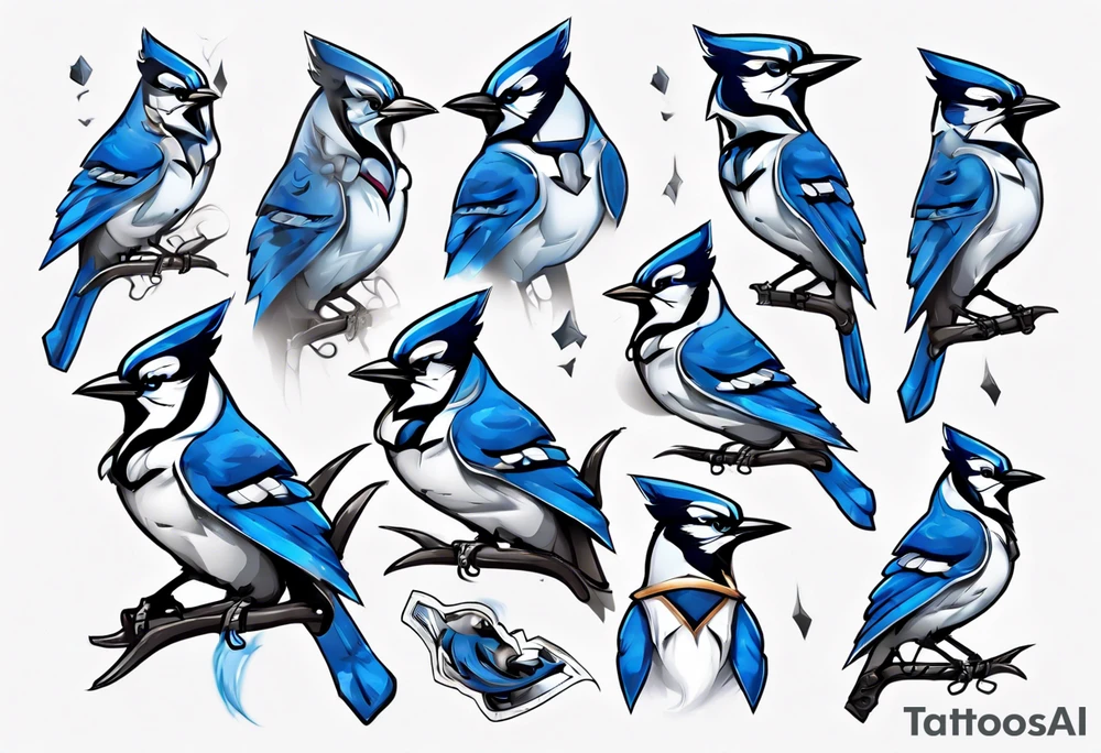 bluejay in a suit tattoo idea