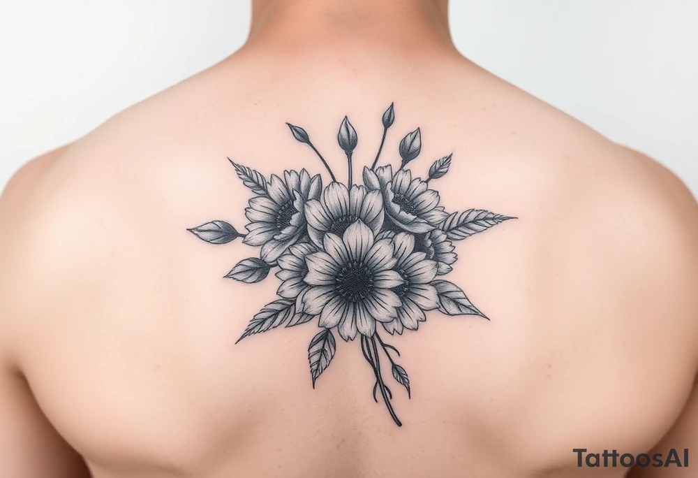 bouquet of flowers tattoo idea