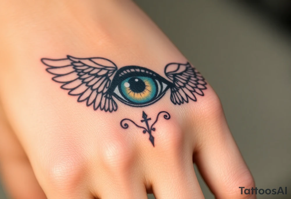 Slave bracelet style, beautiful eye, symbolism, wings tattoo idea