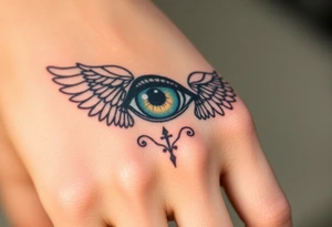 Slave bracelet style, beautiful eye, symbolism, wings tattoo idea