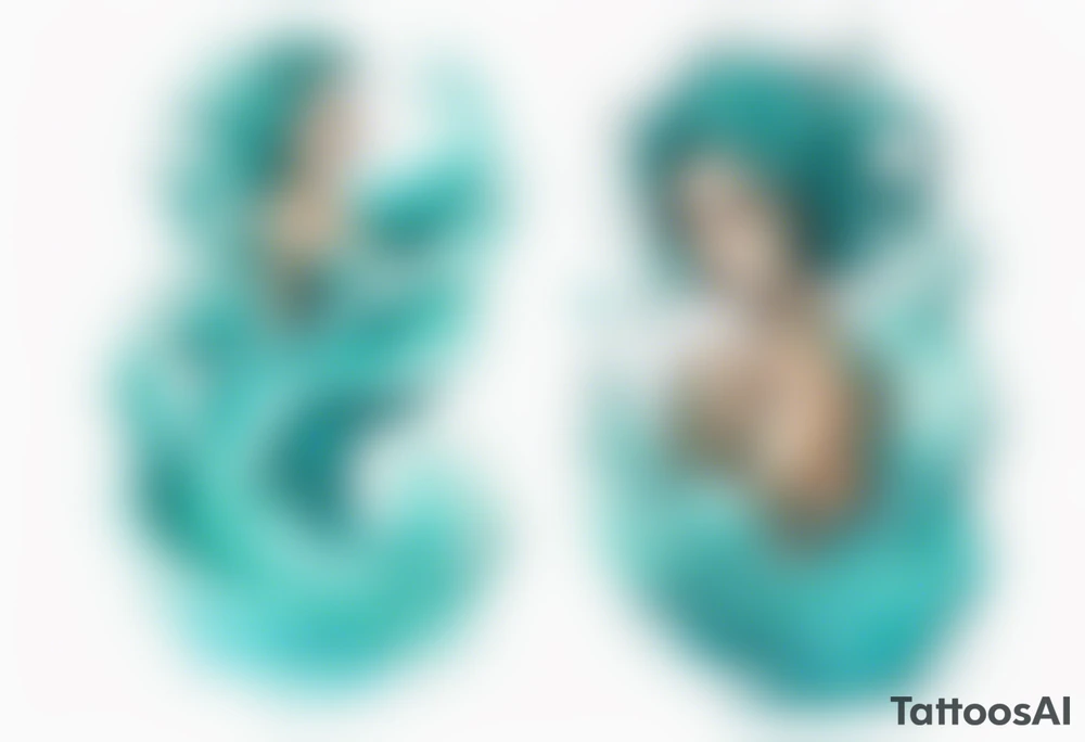 a turquoise water woman standing in the waves tattoo idea