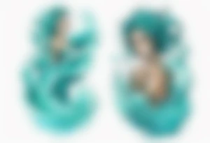 a turquoise water woman standing in the waves tattoo idea
