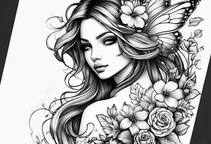 Fairy with flowers tattoo idea