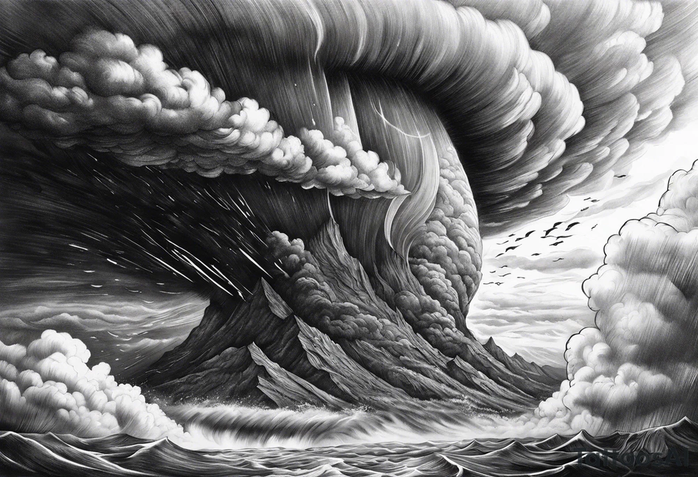 Clouds darkness hard core tornado downpour tattoo idea