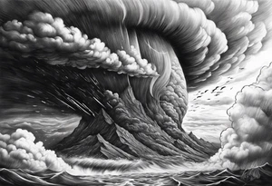 Clouds darkness hard core tornado downpour tattoo idea