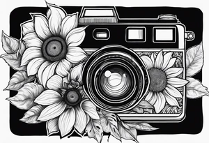Tournesol,  rose flower, Camera, wave, palmier tattoo idea