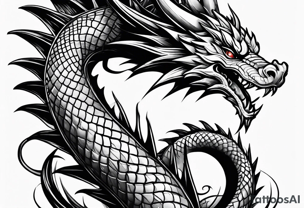 dragon perched on a pole tattoo idea