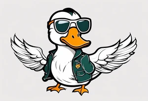 A silly goose dressed as an aviator tattoo idea