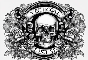 Script Latin that reads "Vectigal Vanitas est, utilitas Sanitas est, Nummus est Rex" tattoo idea