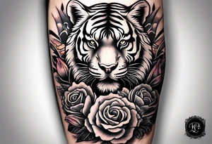 Full right arm sleeve a tiger at the top with a crown and third eye underneath a large hour glass with a brain and heart inside of it tattoo idea