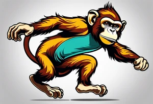 full body jumping monkey tattoo idea