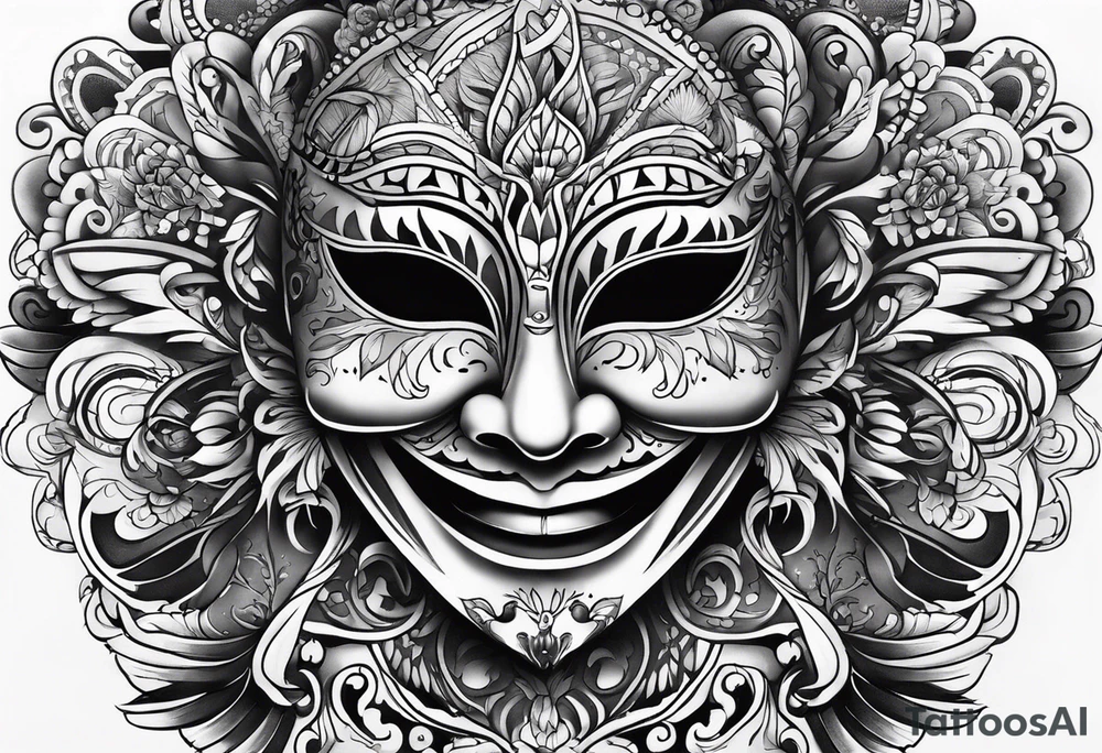 Laughing mask Mexican style tattoo idea