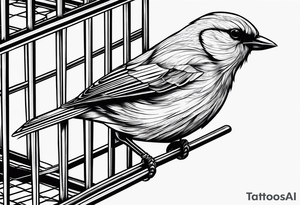 Tiny Bird flying out of cage tattoo idea