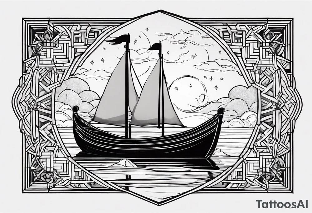 flying lantern festival with small boat tattoo idea