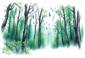 green forest background
blue rain drops tattoo idea