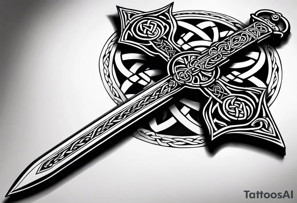 Celtic cross and sword tattoo idea