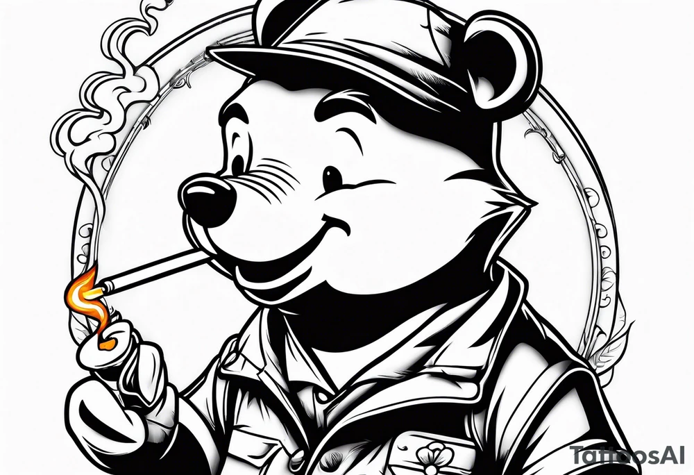 Winnie Pooh smoking joint tattoo idea