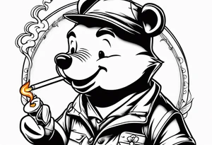 Winnie Pooh smoking joint tattoo idea