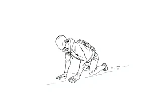 Confusion and pressure in thin lines solo traveler with no face with his body parts left on the path behind him he’s crawling tattoo idea