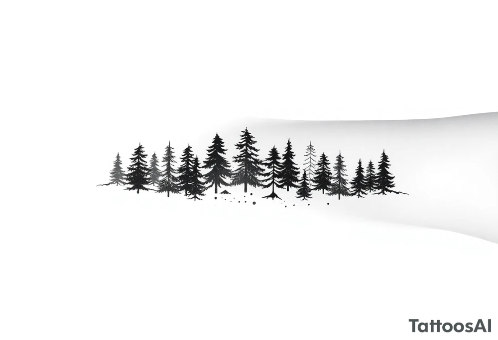 Coniferouse forest silhouette around the forearm a tattoo tattoo idea Coniferouse forest silhouette around the forearm a tattoo tattoo idea